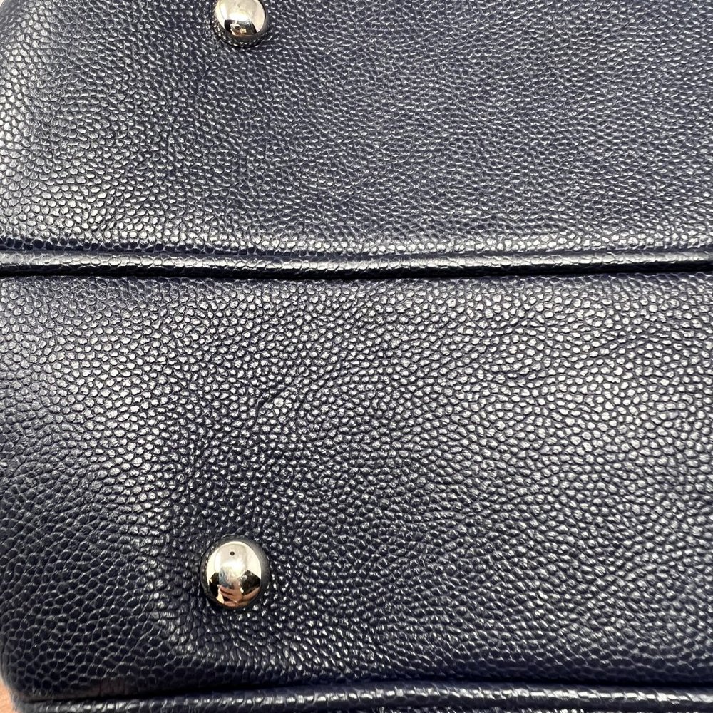 Chanel Large Matelassé Quilted Caviar Shopping Tote Bag Navy Dark Blue - Picture 14 of 17